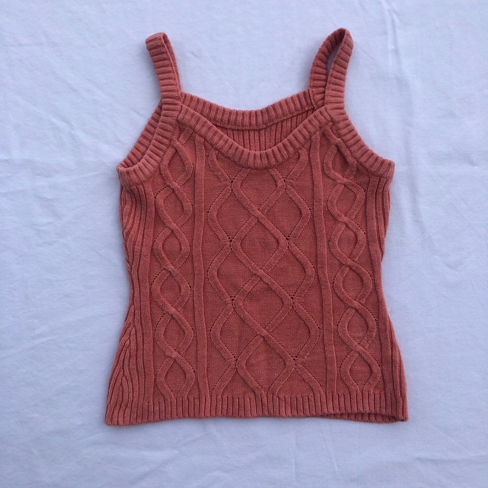 ORANGE CABLE KNIT TANK TOP GIRLS